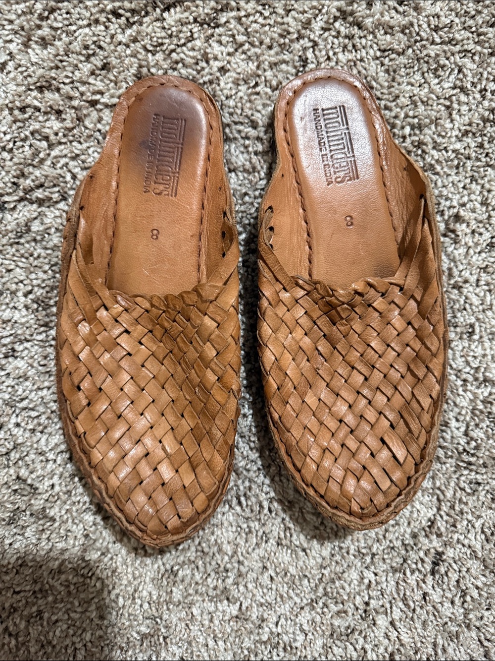 Men's Woven Leather Slip-On Loafers - Cognac Brown